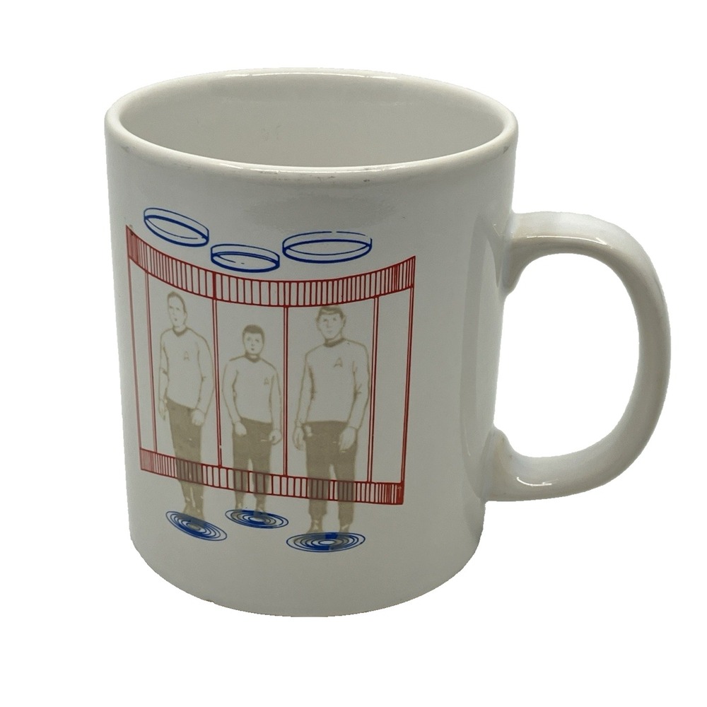 Vintage 1992 Star Trek Transporter Coffee Mug Spock Kirk Kilncraft